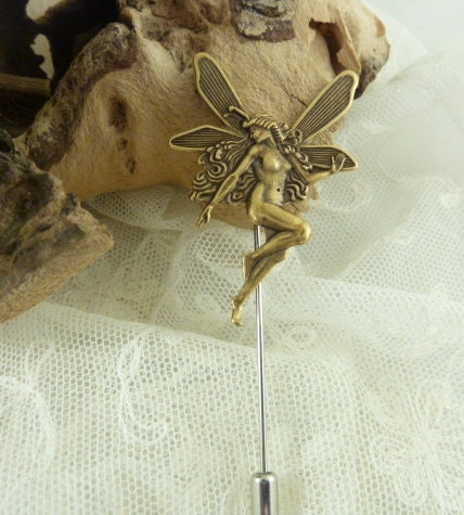 Bronze Fairy with flowing Hair, Lapel Stick Pin