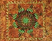 Lone Star Quilt Top - Greens and Browns - by Patchmaker