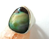 Silver Opal Ring - Australian Koroit Opal Ring-Opal Gemstone Ring- Freeform Sterling  Ring - Cocktail ring