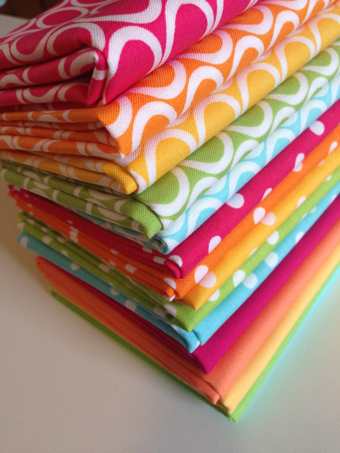 Super Spring Remix Polka Dots quilt or craft fabric bundle by Ann Kelle for Robert Kaufman- Fat Quarter Bundle, 15 total