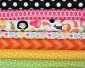 Girlfriends Mermaid Rainbow quilt or craft fabric bundle by Ann Kelle for Robert Kaufman- Fat Quarter Bundle, 7 total