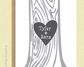 Carved Heart on Tree with Your Name - Boyfriend - Girlfriend - Husband - Wife - Anniversary Card