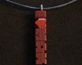 Wood i Heart Name Pendant with Cord - Purpleheart