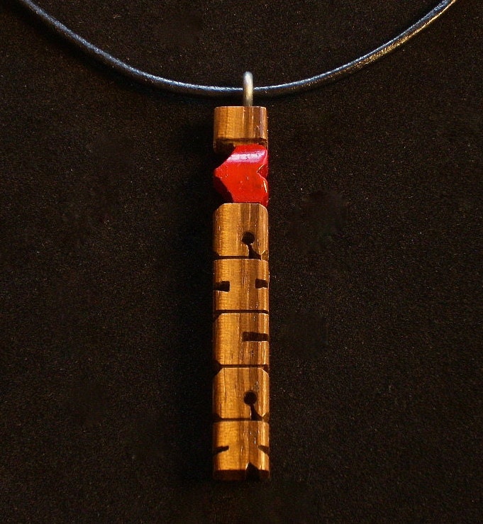 Wood i Heart Name Pendant with Cord - Zebrawood