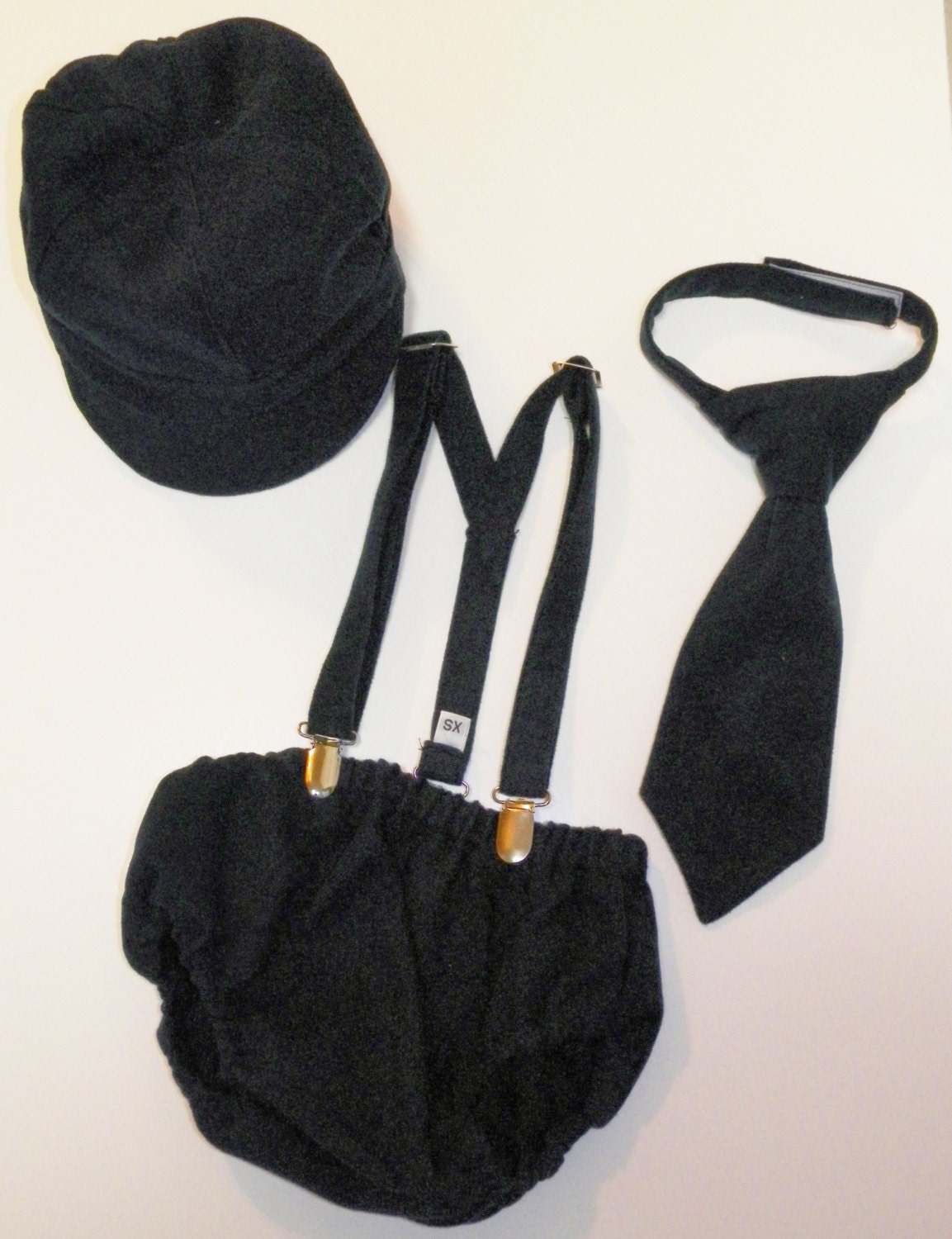 Baby Toddler Boy Necktie, Newsboy Hat, Diaper cover and suspender  set custom Order your design