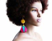 Saturated Colors Abstract Coconut Earrings