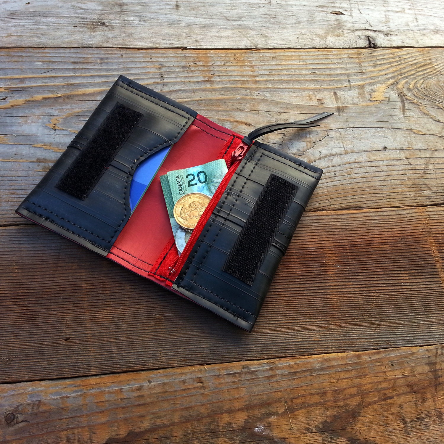 Recycled bike inner tube wallet card holder