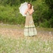 Green Earthy Handmade Patchwork Applique Sequins Flower Halter DRESS Vintage Hippie OOAK Designer elyse oRiGiNaLs