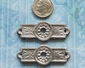 Antique Escutcheon Furniture Rosette Medallion White Brass Embellishment DIY Repurpose Hardware