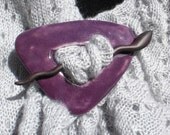 Royal Purple Porcelain Shawl Pin with Cocobolo Wood Stick