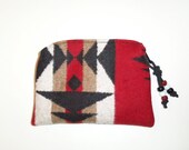 Coin Purse Change Purse Zippered Pouch Accessory Organizer Wool Red