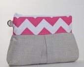 Deluxe Clutch with Wrist Strap - Springtime Pink Chevron