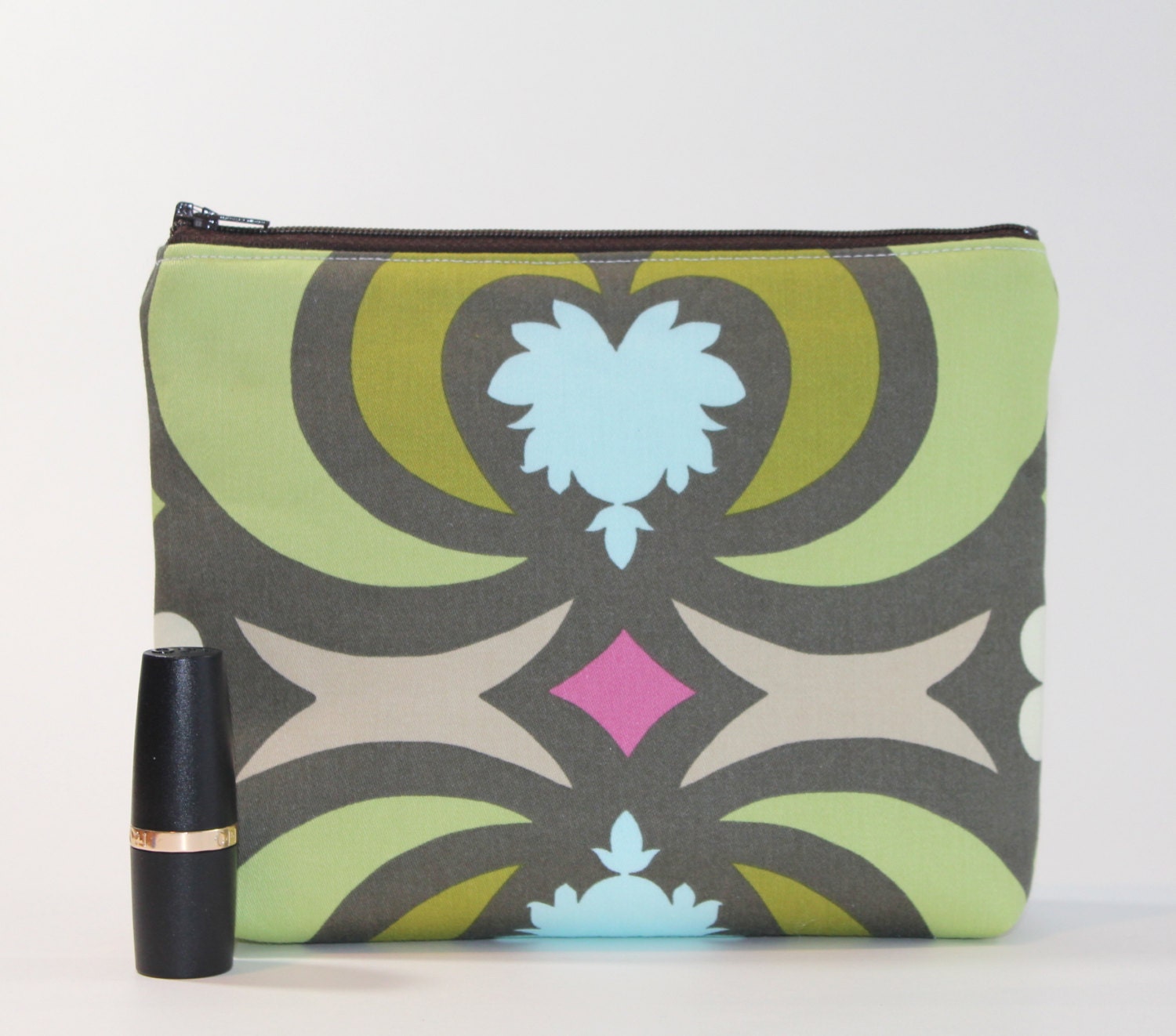 Divided Cosmetic Bag - 2 Compartments - Water Lotus