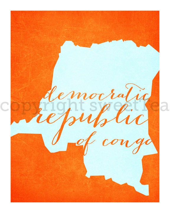 democratic republic of congo. an art print on metallic paper.