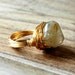 Size 8 Gold Wire Wrapped Ring with Rutilated Quartz Gemstone Pendant