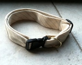 Dog Pet Collar  -  medium striped necktie in cafe au lait and khaki