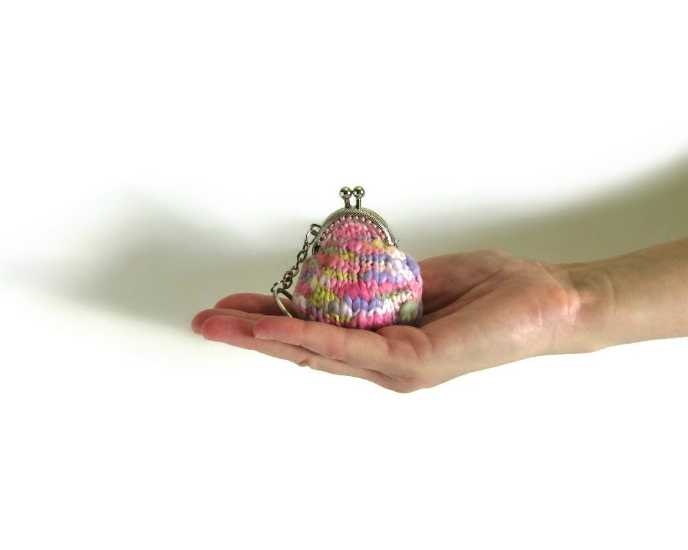 Candy Keychain with Tiny Purse Hand Knitted