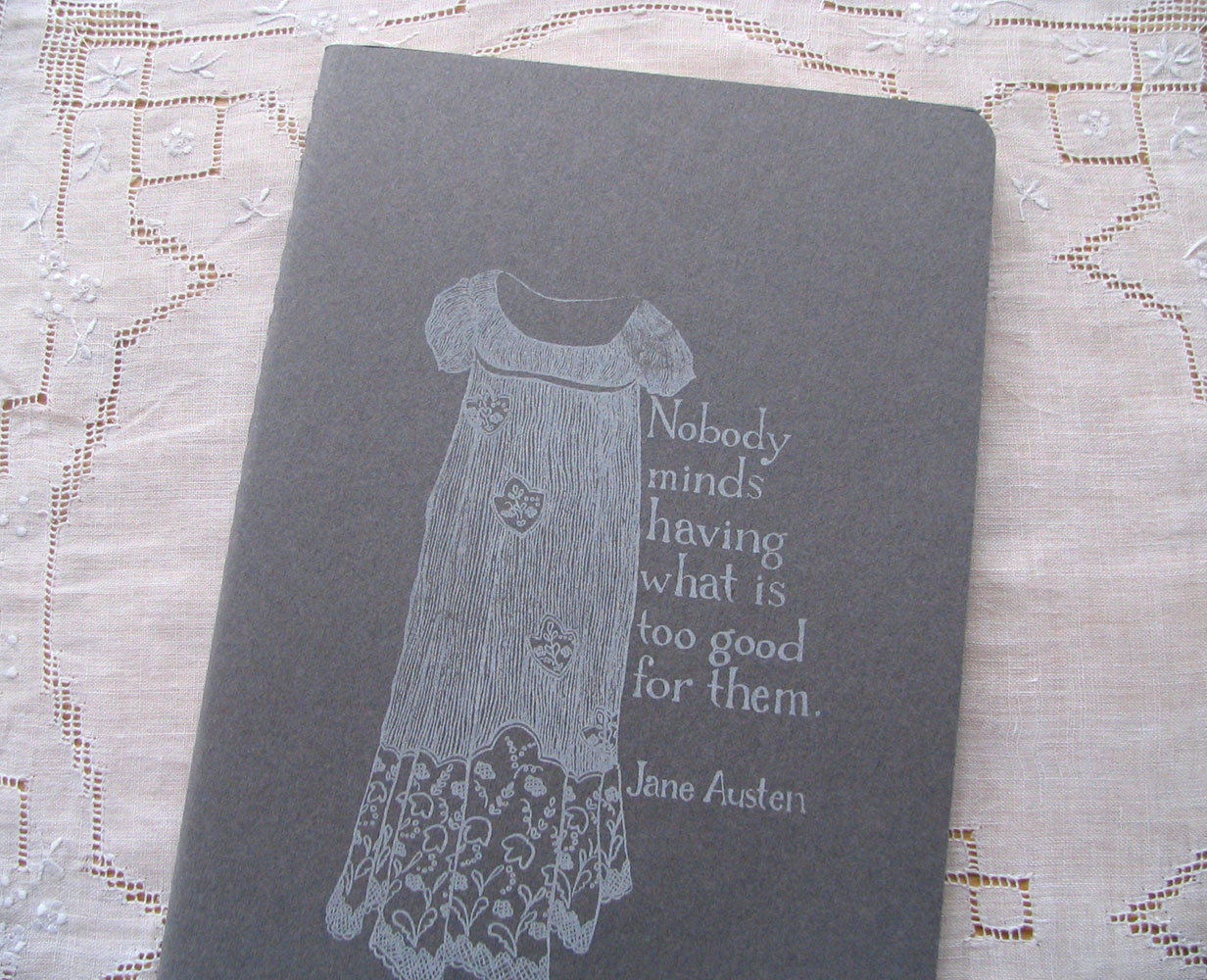 Jane Austen journal by Yardia - Nobody Minds - Regency fashion illustration, Moleskine