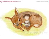 Fawn Print Girl Book Reading wall Art ---A Small Story