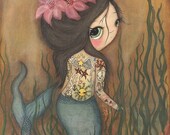 Mermaid Print Tattoo Girl Wall Art--- The Tattooed Mermaid