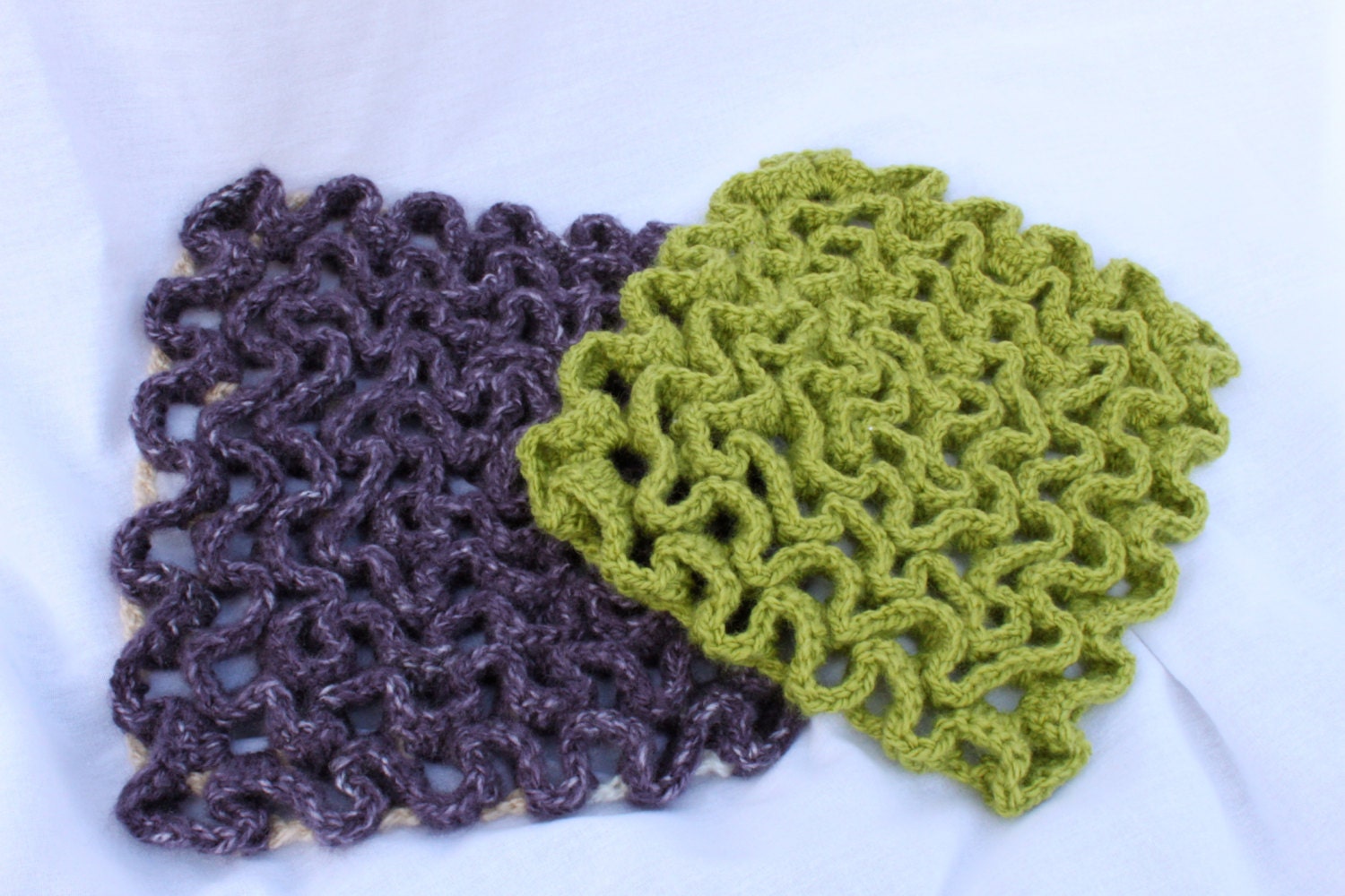 Dark Purple and Green Vintage Style Hot Pads
