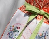 Grandmother's Cottage Apron  Vintage Hand Embroidered Panel