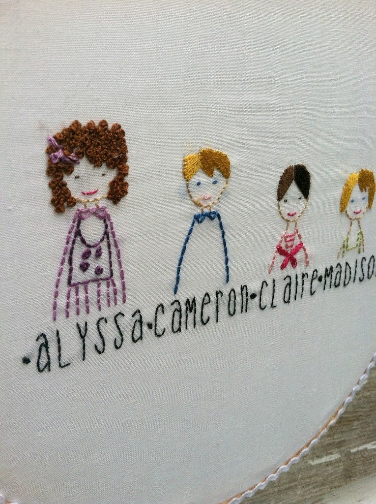 custom family child portrait of up to 4 // bride groom // hand embroidered custom hoop wall art // made to order hoop art Il_170x135