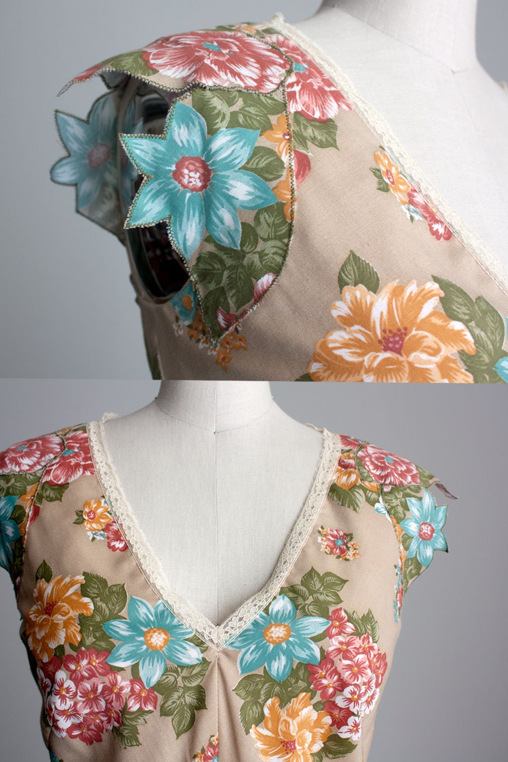Floral Maxi Dress 1970s Vintage Victor Costa Prairie Sun Dress