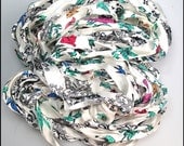 Recycled Pure Silk Sari Ribbon in a Satin Paris Print