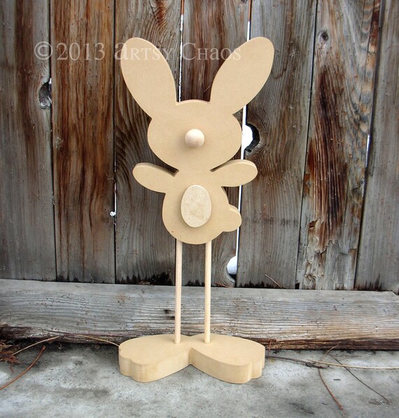 Unfinished Wood Standing EASTER BUNNY Spring Home by artsychaos
