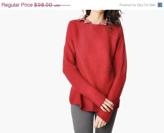 SALE - Vintage Raspberry Knit Sweater