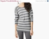 SALE - Vintage Gray Striped Cashmere Sweater