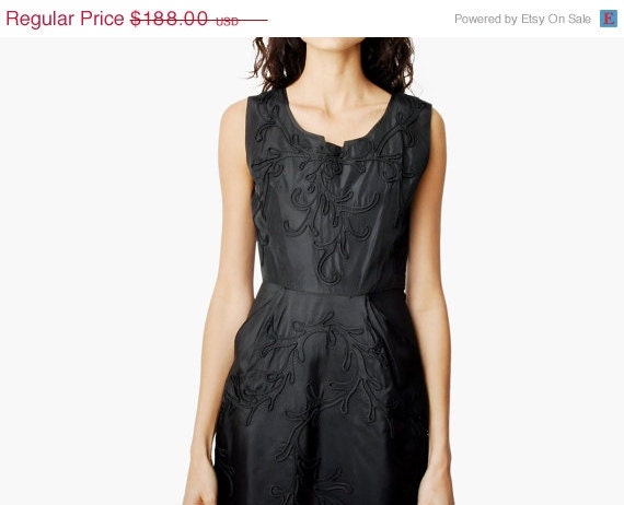SALE - Vintage Black Polly Brief Vine Dress