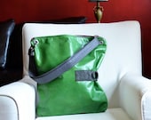Leather Laptop Bag - The Luella in Lime Green