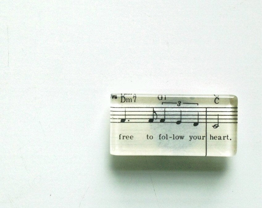 NEW Magnet - Free to follow your heart (handmade from vintage sheet music)