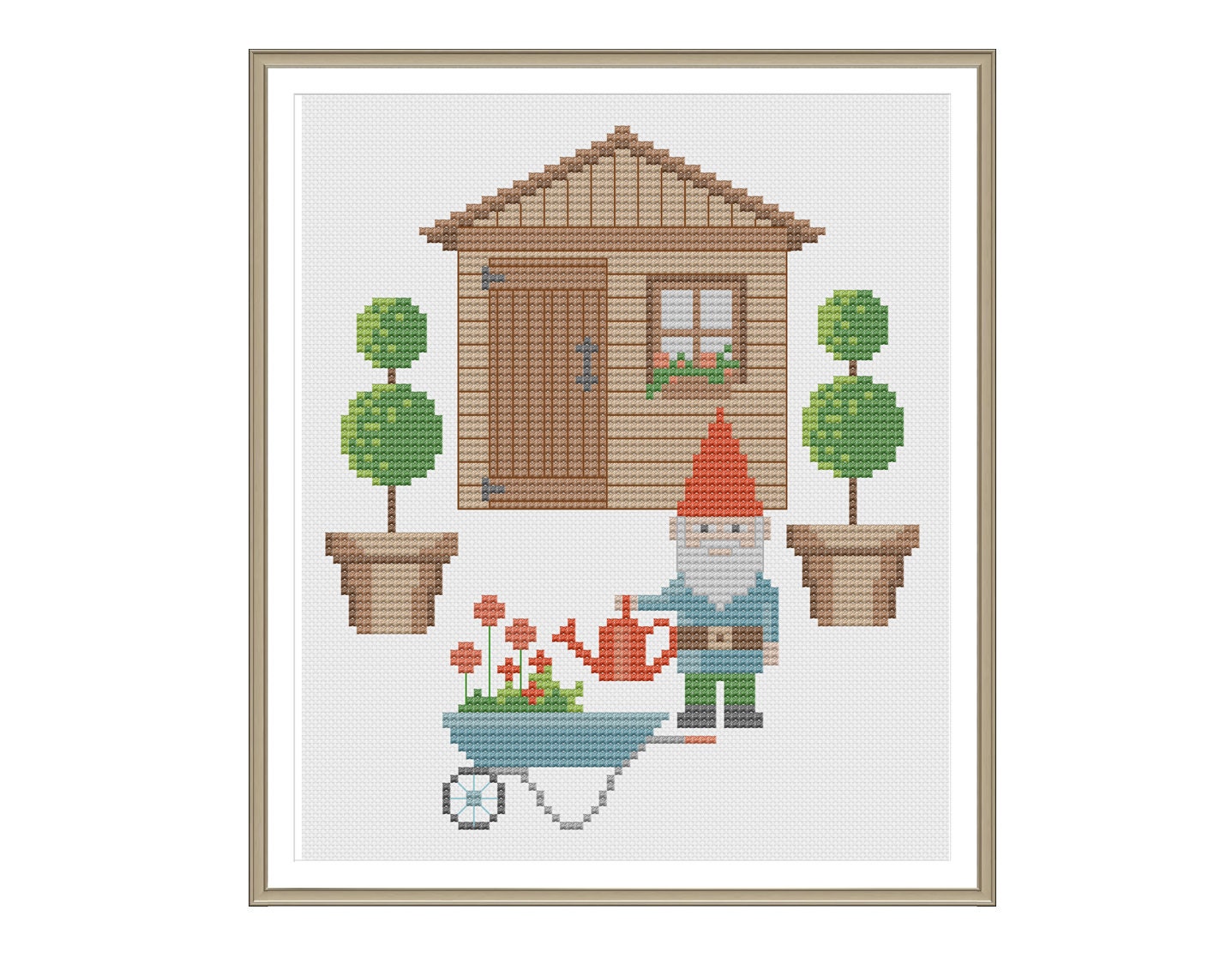 Gnome's Garden Cross Stitch Pattern Instant Download