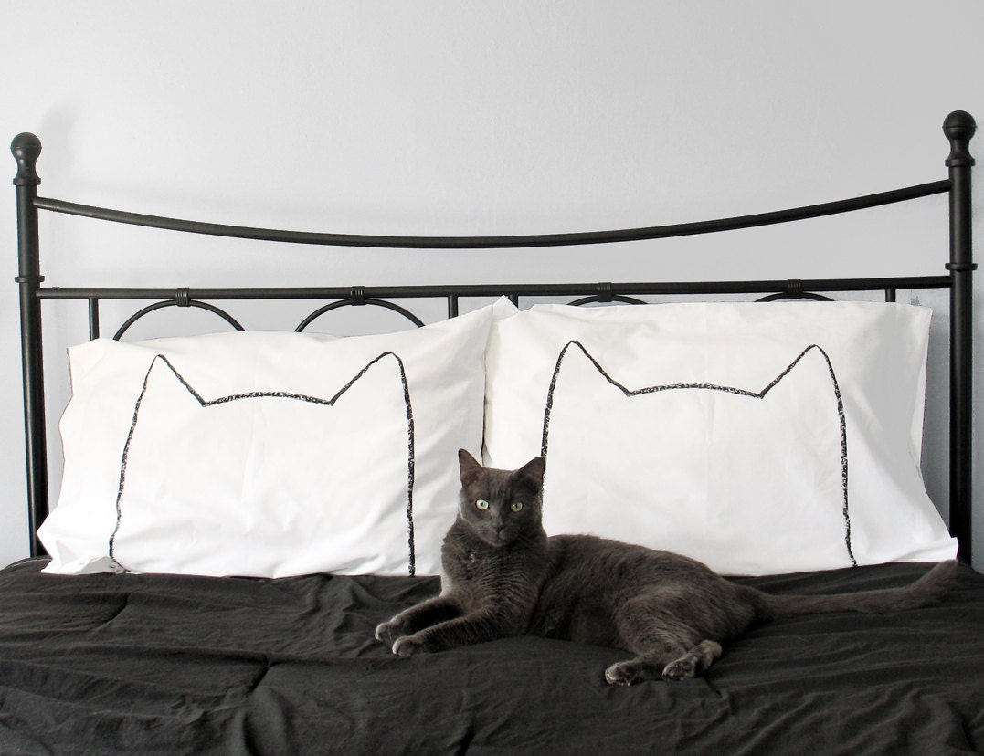 Cat Nap Pillow case Set : 300TC Standard - kitten home decor, bedding, gift for couples, as seen in Your Cat Magazine & DailyCandy