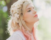 Bridal hair crown, Flower crown, White bridal accessory, Floral headpiece, Ivory floral, flower girl - BUDS of MAY