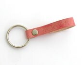 Rose Pink Leather Keychain, A Hand Dyed Hand Stamped Leather Accessory
