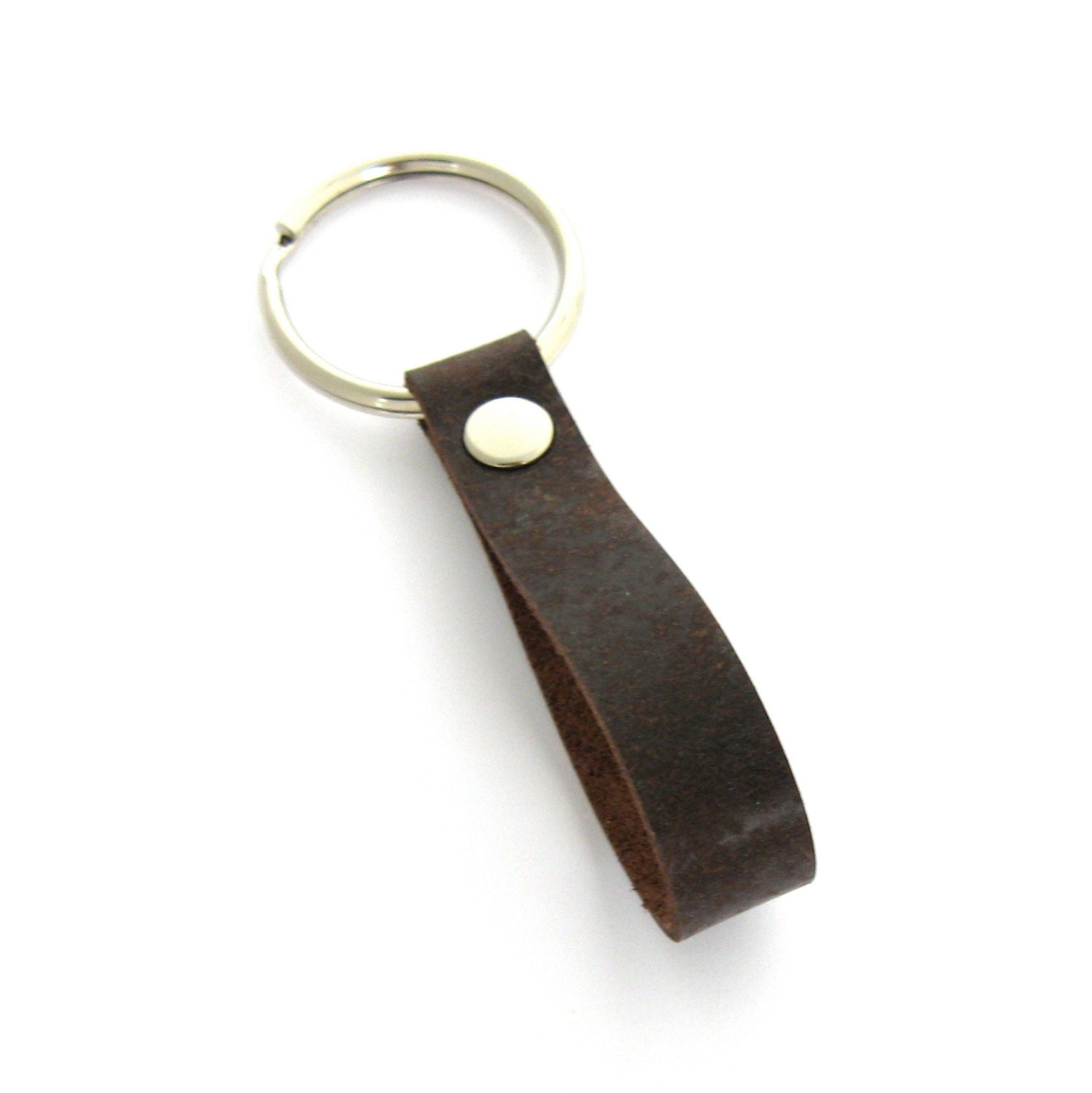 Brown Leather Keychain, A Handmade Men's Leather Accessory in Espresso and Chocolate