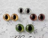 12mm Metallic Hand Painted Cat Eyes - 3 pairs Craft Safety Eyes - Your Choice