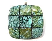 Fabulous Faux Collection - Square Mosaic Turquoise Polymer Clay Pendant TV