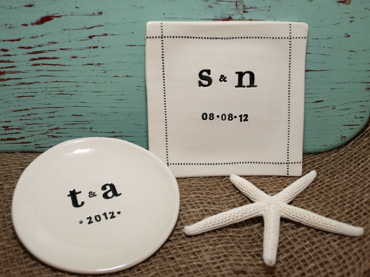 Initials and Date on Round or Square Dish