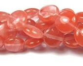 12mm Genuine Cherry Quartz Puffy Oval Gemstone Beads - 16 Beads
