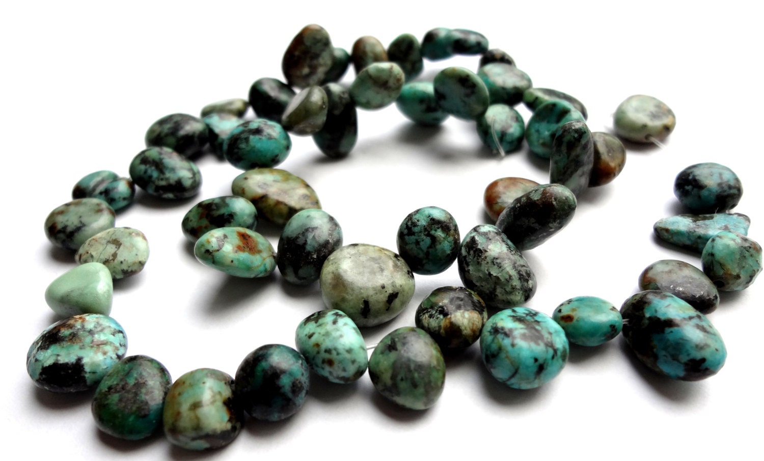 10 x 12mm Genuine Natural Afghani Turquoise Nugget Beads - 7.5" Strand