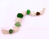 Sea Glass Sterling Silver Link Chain Bracelet - Gift Idea - 10% off Coupon Code at checkout - Free Shipping in the USA