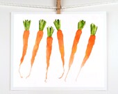 Carrot Vegetable Art Painting Original Watercolor  Women Kitchen Apartment Dorm Home Decor Wall Art Food Art Orange White 10 x 13 Under 60