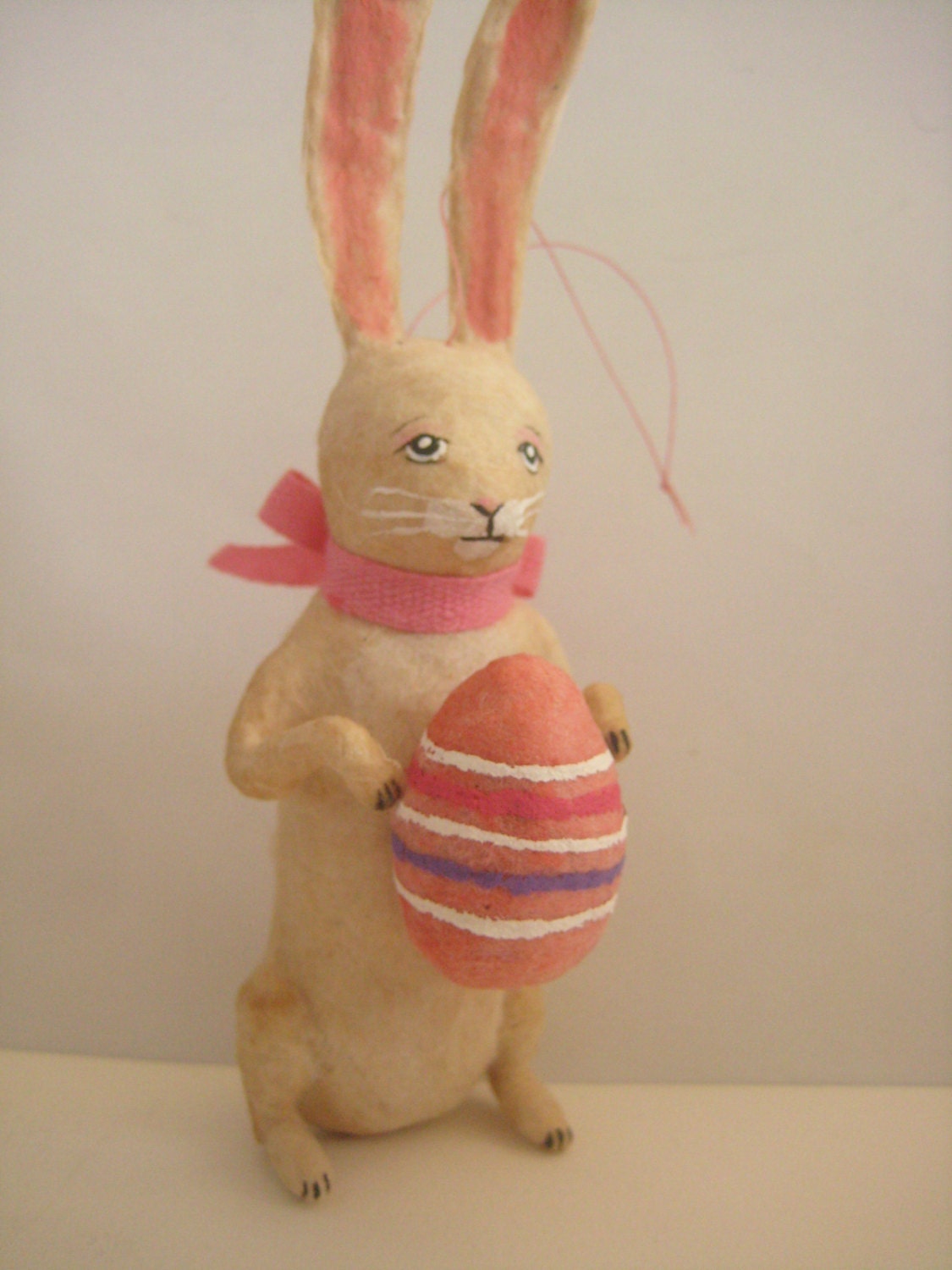 Spun Cotton Rabbit with pink egg Maria Pahls