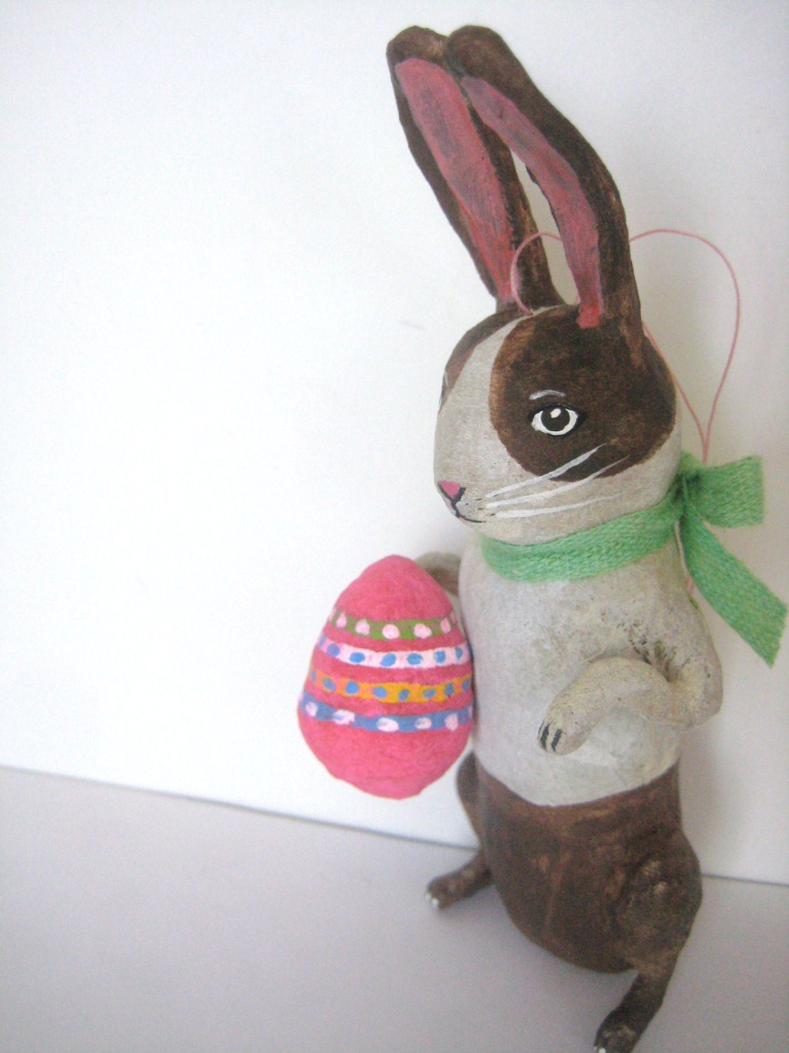 Spun Cotton Dutch Bunny with pink egg Maria Pahls