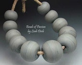 Glass Beads Handmade Artisan Lampwork SRA - 11 Earthy Warm Grey Graduated - Chunky